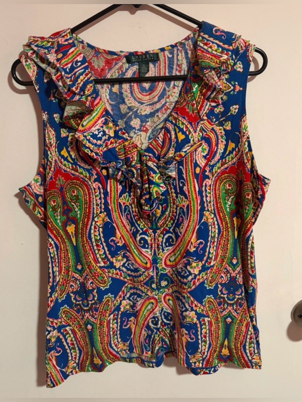 Lauren Ralph Lauren Multicolor Paisley Sleeveless Ruffle Top